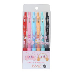 Japan Kirby Sarasa Clip Gel Pen 6pcs Set - Kirby & Waddle Dee