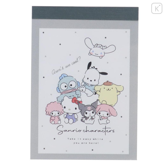 Japan Sanrio Mini Notepad - Characters / Gray - 1