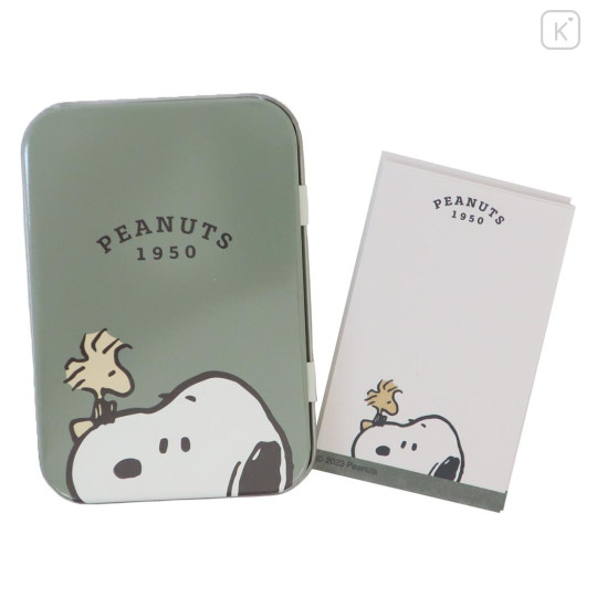 Japan Peanuts Mini Notepad & Case - Snoopy & Woodstock / Green - 1