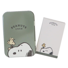 Japan Peanuts Mini Notepad & Case - Snoopy & Woodstock / Green