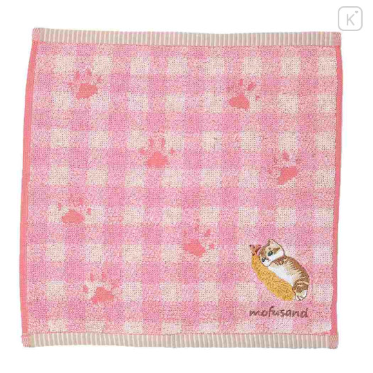 Japan Mofusand Embroidered Mini Towel - Cat / Fried Shrimp / Pink - 1