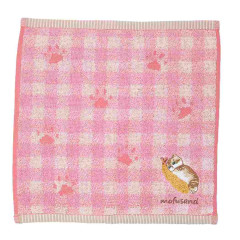 Japan Mofusand Embroidered Mini Towel - Cat / Fried Shrimp / Pink