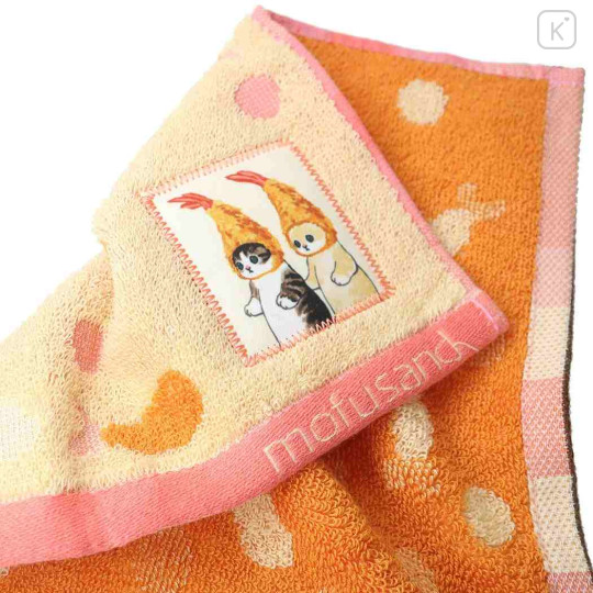 Japan Mofusand Jacquard Mini Towel - Cat / Fried Shrimp / Orange - 2