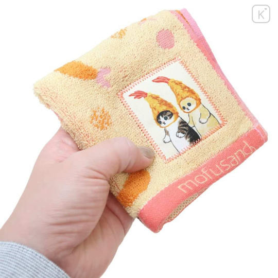 Japan Mofusand Jacquard Mini Towel - Cat / Fried Shrimp / Orange - 3