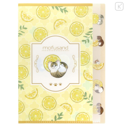 Japan Mofusand 5 Pockets A4 Index Holder - Fruit Cat / Lemon - 1