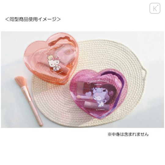 Japan Sanrio Heart-shaped Clear Pouch - Kuromi - 3