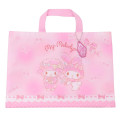 Japan Sanrio Lesson Tote Bag & Name Tag - My Melody & Sweet Piano : Pink & Ribbon - 1