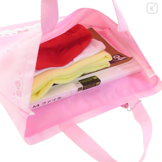Japan Sanrio Lesson Tote Bag & Name Tag - My Melody & Sweet Piano : Pink & Ribbon - 3