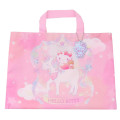 Japan Sanrio Lesson Tote Bag & Name Tag - Hello Kitty & Unicorn / Pink & Ribbon - 1