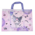 Japan Sanrio Lesson Tote Bag & Name Tag - Kuromi : Purple Pink & Ribbon - 1