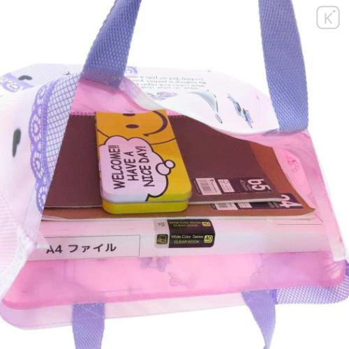 Japan Sanrio Lesson Tote Bag & Name Tag - Kuromi : Purple Pink & Ribbon - 4