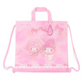 Japan Sanrio Gym Sack Drawstring Backpack & Name Tag - My Melody & Sweet Piano : Pink & Ribbon - 1