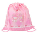 Japan Sanrio Knapsack Bag & Name Tag - My Melody & Sweet Piano / Pink & Ribbon - 2