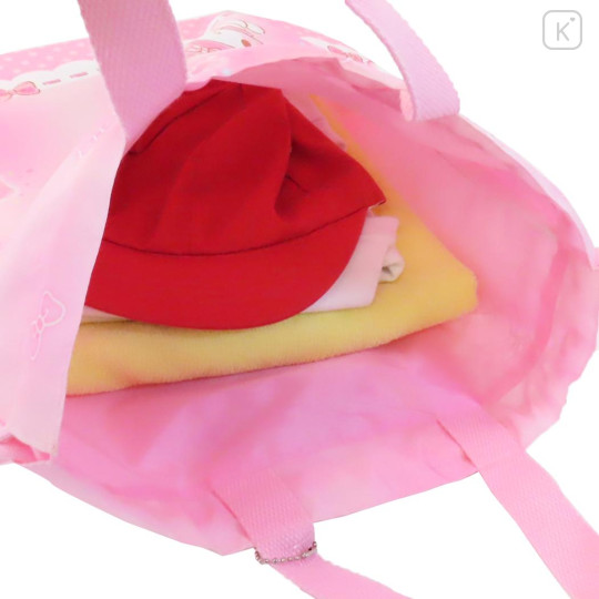 Japan Sanrio Gym Sack Drawstring Backpack & Name Tag - My Melody & Sweet Piano : Pink & Ribbon - 3