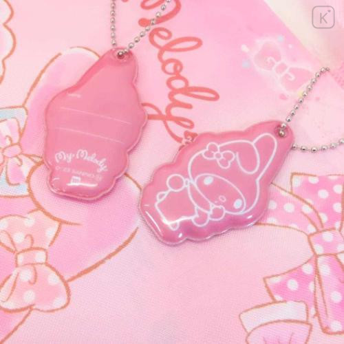 Japan Sanrio Gym Sack Drawstring Backpack & Name Tag - My Melody & Sweet Piano : Pink & Ribbon - 4