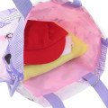 Japan Sanrio Gym Sack Drawstring Backpack & Name Tag - Kuromi : Purple Pink & Ribbon - 3