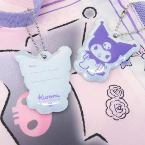 Japan Sanrio Knapsack Bag & Name Tag - Kuromi / Purple Pink & Ribbon - 4