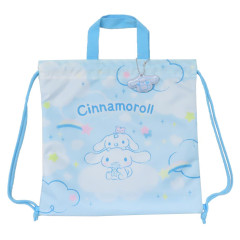 Japan Sanrio Knapsack Bag & Name Tag - Cinnamoroll & Milk / Blue Sky