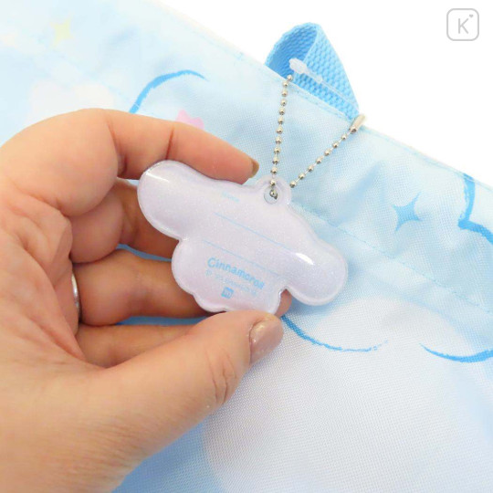 Japan Sanrio Gym Sack Drawstring Backpack & Name Tag - Cinnamoroll & Milk : Blue Sky - 3
