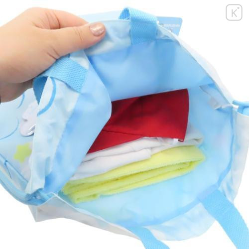 Japan Sanrio Gym Sack Drawstring Backpack & Name Tag - Cinnamoroll & Milk : Blue Sky - 4