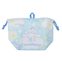 Japan Sanrio Insulated Cooler Drawstring Bag - Cinnamoroll & Milk / Blue Sky
