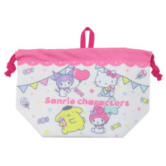 Japan Sanrio Insulated Cooler Drawstring Bag - Characters / Candy Party