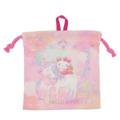 Japan Sanrio Drawstring Bag - Hello Kitty & Unicorn / Pink & Ribbon