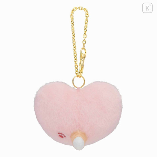 Japan Mofusand Fluffy Heart & Gold Keychain - Cat / Pink - 3