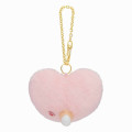 Japan Mofusand Fluffy Heart & Gold Keychain - Cat / Pink - 3