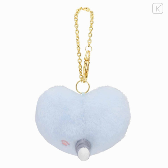 Japan Mofusand Fluffy Heart & Gold Keychain - Cat / Blue - 3