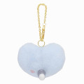 Japan Mofusand Fluffy Heart & Gold Keychain - Cat / Blue - 3