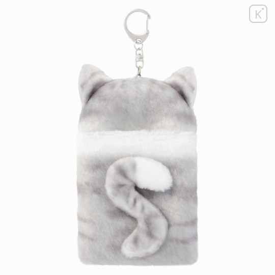Japan Mofusand Fluffy Pass Case Card Holder - Grey Cat / Enjoy Idol - 2