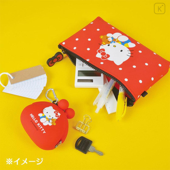 Japan Sanrio Pochibi Silicone Pouch - Hello Kitty / Red - 5