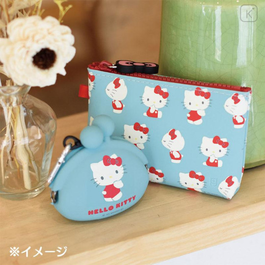 Japan Sanrio Pochibi Silicone Pouch - Hello Kitty / Blue - 5