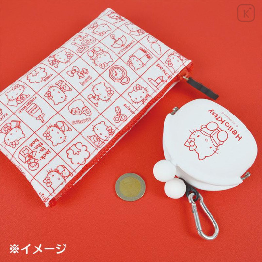 Japan Sanrio Pochibi Silicone Pouch - Hello Kitty / White - 5