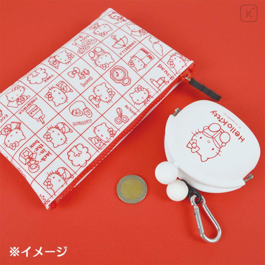 Japan Sanrio Nuu Silicone Cosmetic Pouch - Hello Kitty : Retro White - 4
