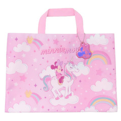 Japan Disney Lesson Tote Bag & Name Tag - Minnie Mouse : Unicorn Pink