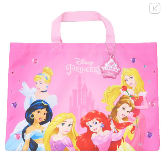 Japan Disney Lesson Tote Bag & Name Tag - Princesses / Pink - 1