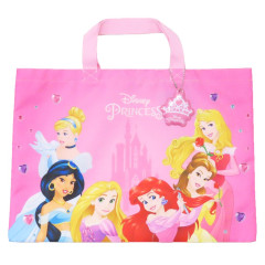 Japan Disney Lesson Tote Bag & Name Tag - Princesses / Pink