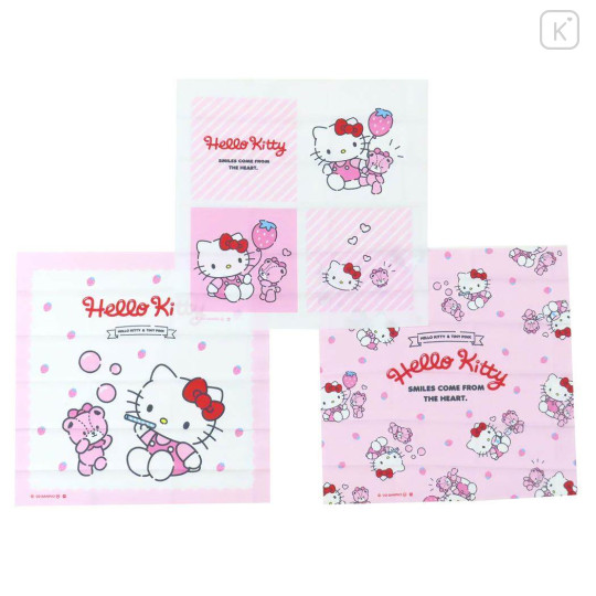 Japan Sanrio Bento Lunch Cloth 3pcs - Hello Kitty / Pink & White - 1