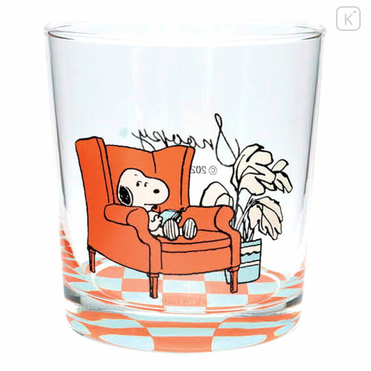 Japan Peanuts Glass Tumbler - Snoopy / Home Orange - 1