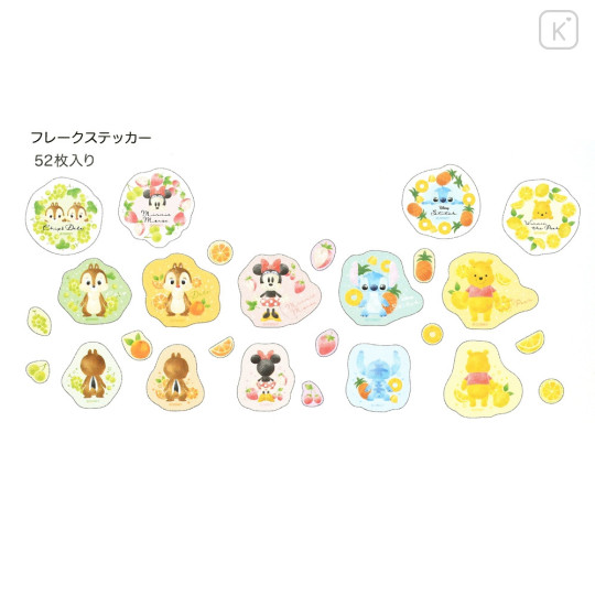 Japan Disney Store Seal Sticker Set - Characters / Pastel Fruit - 6