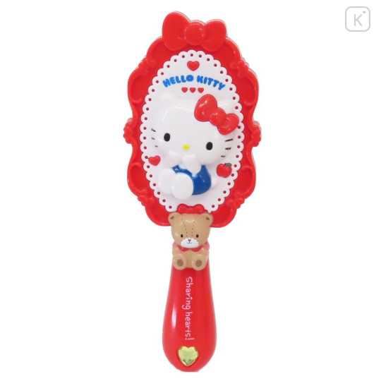 Japan Sanrio Hair Brush - Hello Kitty / Glitter Heart - 1