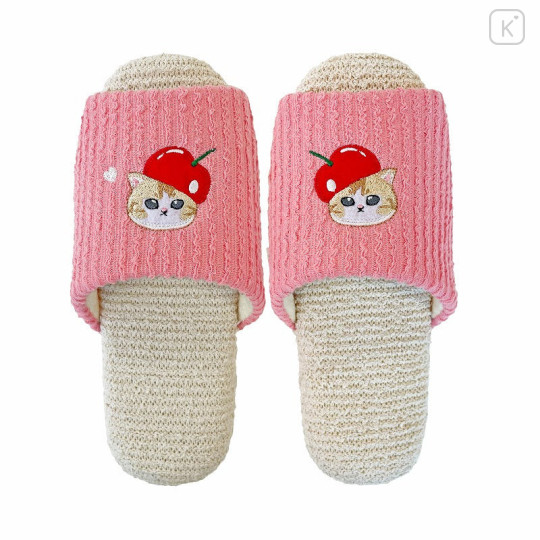 Japan Mofusand Fluffy Soft Slippers - Cat / Cherry Hat - 1
