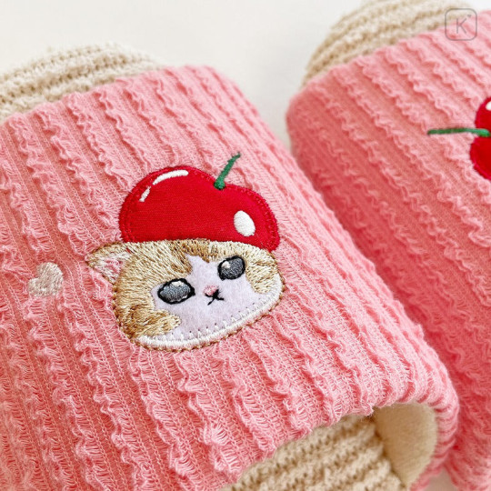 Japan Mofusand Fluffy Soft Slippers - Cherry Hat Cat - 3