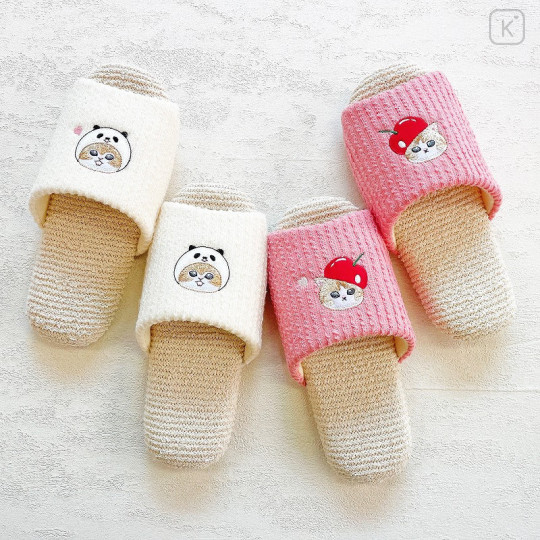 Japan Mofusand Fluffy Soft Slippers - Cherry Hat Cat - 4