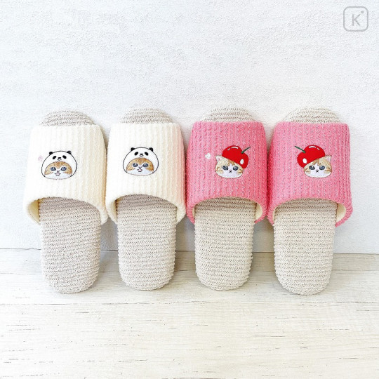 Japan Mofusand Fluffy Soft Slippers - Cherry Hat Cat - 5