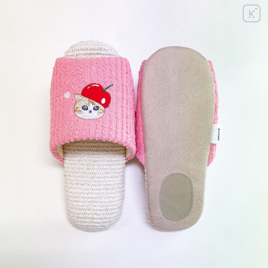 Japan Mofusand Fluffy Soft Slippers - Cherry Hat Cat - 8