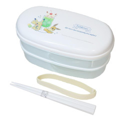 Japan Pokemon 2 Tier Bento Lunch Box with Chopsticks 640ml - Snack Time / Makes Me Happy