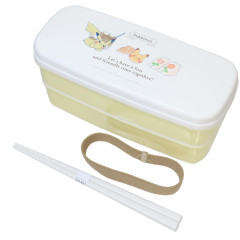 Japan Pokemon 2 Tier Bento Lunch Box with Chopsticks 640ml - Pikachu / Enjoy Tea Time